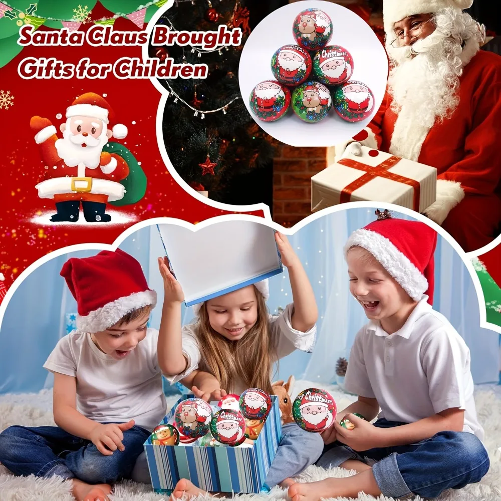 1/12 pièces boules anti-Stress de noël jouets en vrac mousse PU balles anti-Stress père noël jouets anti-Stress cadeau de noël cadeaux de fête