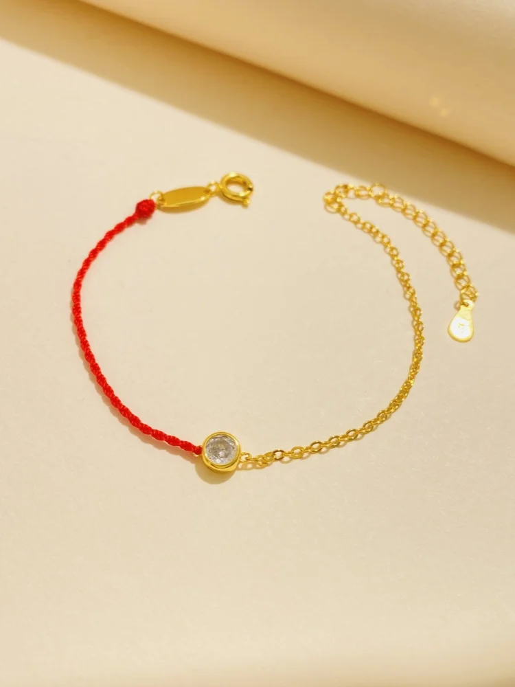 Bransoletka damska ze srebra próby 925, modna, prosta, z cyrkoniami, połówka łańcuszka, połówka sznurka, okrągła, na rocznicę, wysokiej jakości, elegancka biżuteria.