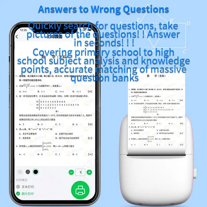 Mini Printer Portable Pocket Inkless Thermal Label Printer With 6 Rolls Printing Paper Pocket Wireless Printer For Learning