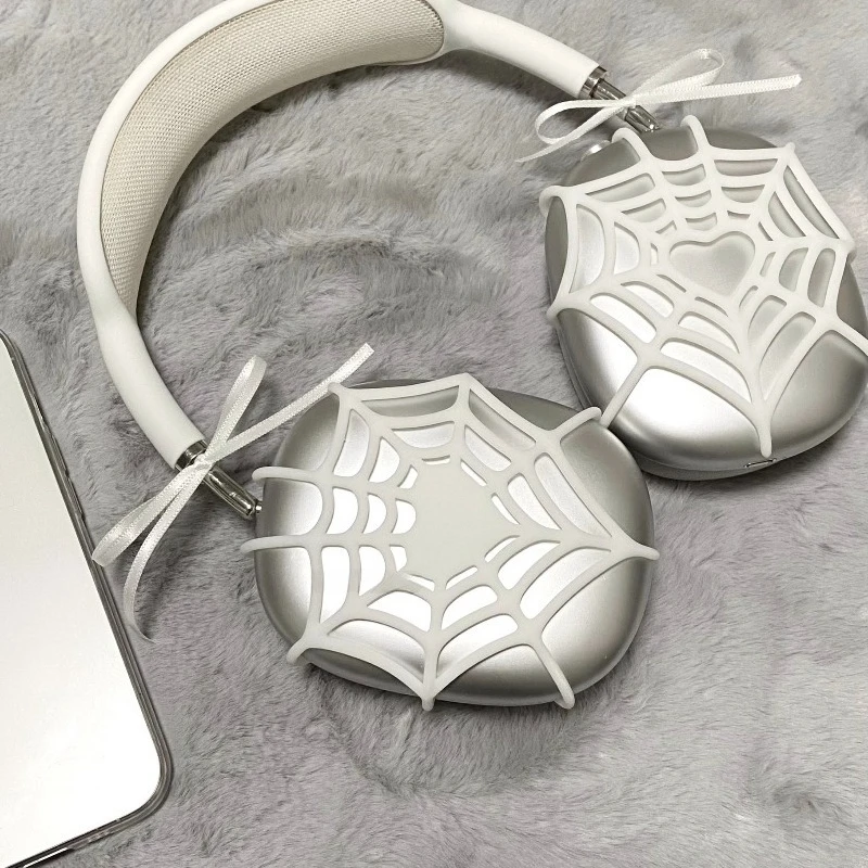 Headphone Case Custom Heart Shaped Spiderweb Earphones Cover Trendy Earphone Cases for AirPods Max Headphones Accessories