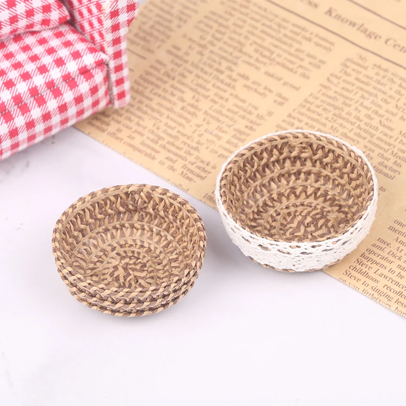 1:12 1:6 Dollhouse Food Vegetable Basket Doll House Mini Woven Storage Baskets Dollhouse Decoration Accessories