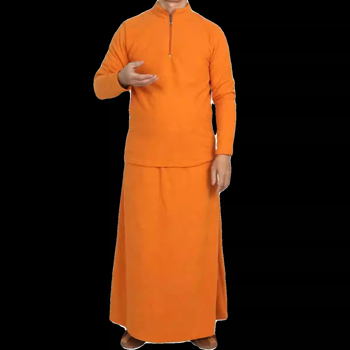 Buddhist Autumn Winter Long Sleeve Warm Underwear Nepal Tibet Lama Monkwear Fur Tops + Skirt Suits Men in OrientTown CT053