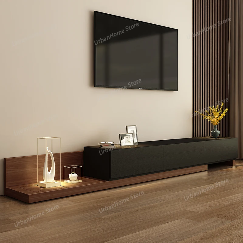 

Nordic Creative TV Stand Set French Black Retractable Horizontal TV Cabinet Modern Minimalist Floor Cabinet Home Furniture FYST