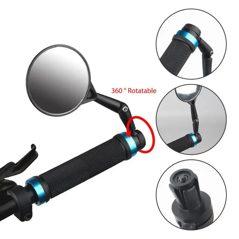 1Pcs Universal Bicycle Rearview Handlebar Mirror Adjustable 360 Degree Wide-Angle Rear View For MTB Road Bike Accessories 자전거용품