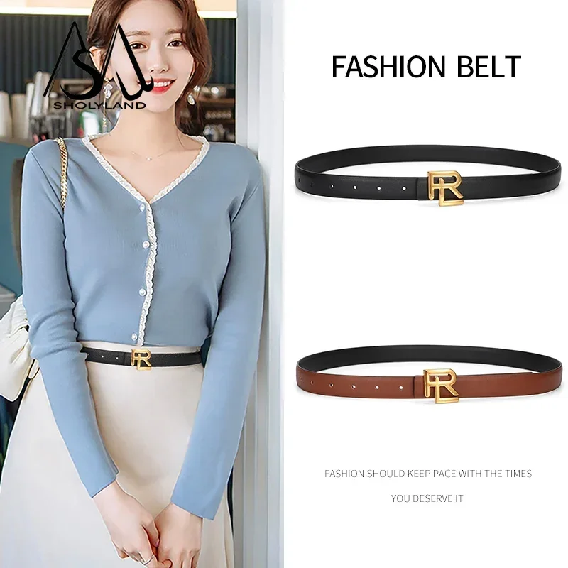 High Quality Women\'s Belt with Elegant Gold Letter Button Top Suitable for Daily Multifunctional Jeans Decoration and Fashion