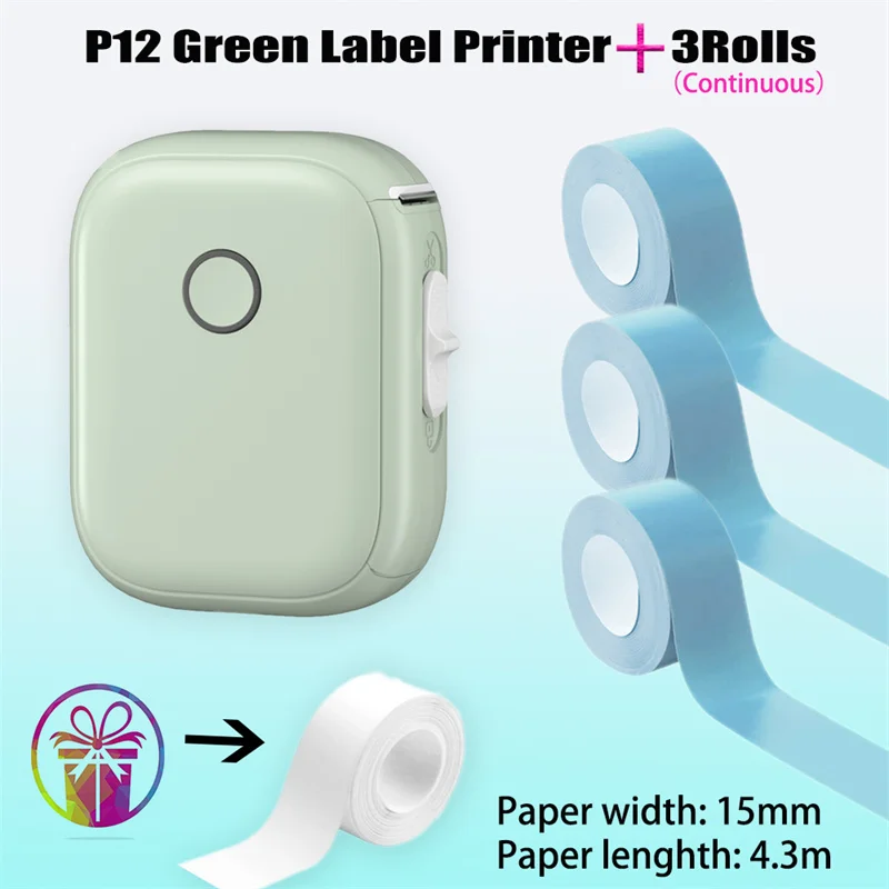 Unique and Excellent Thermal Label Printer P12 Desktop Wireless Bluetooth Connection Customized Print App DIY Fast Editing Crate