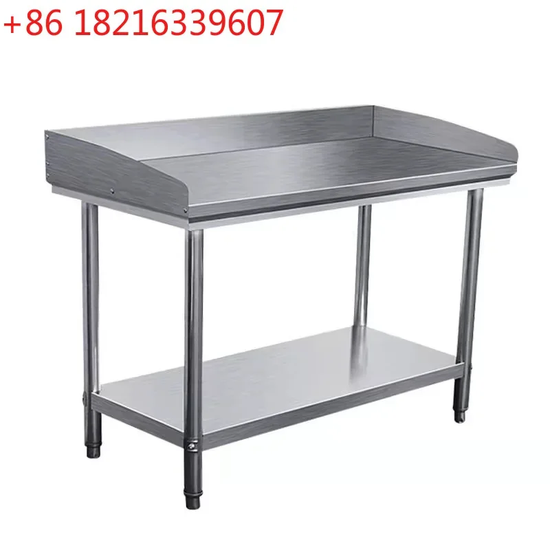 Kitchen stainless steel workbench Hotel vegetable cutting kneading chopping table Two layers and three layers with enclosure