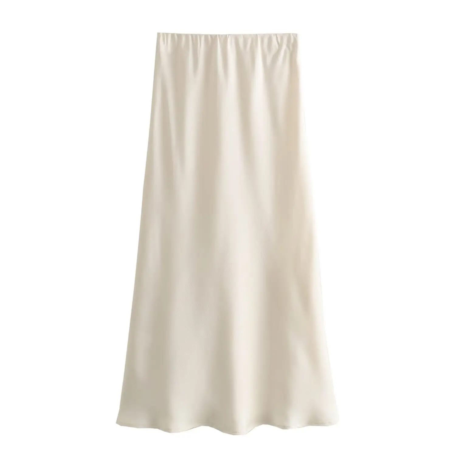 Maxdutti Elegant Commuting Straight Midi Skirt Faldas Mujer Moda 2024 French Minimalist Solid Color Satin Skirt Women