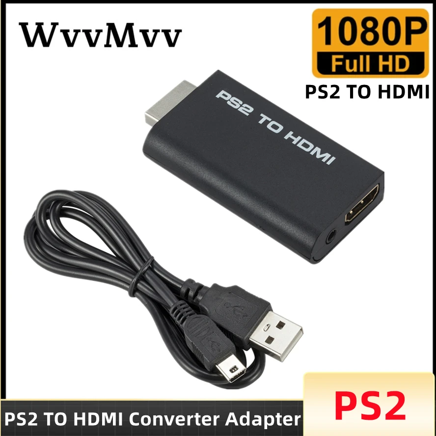 Konwerter zgodny z PS2 na HDMI Adapter audio i wideo z kablem audio 3,5 mm obsługuje wszystkie tryby wyświetlania PS2 480i/480p/576i