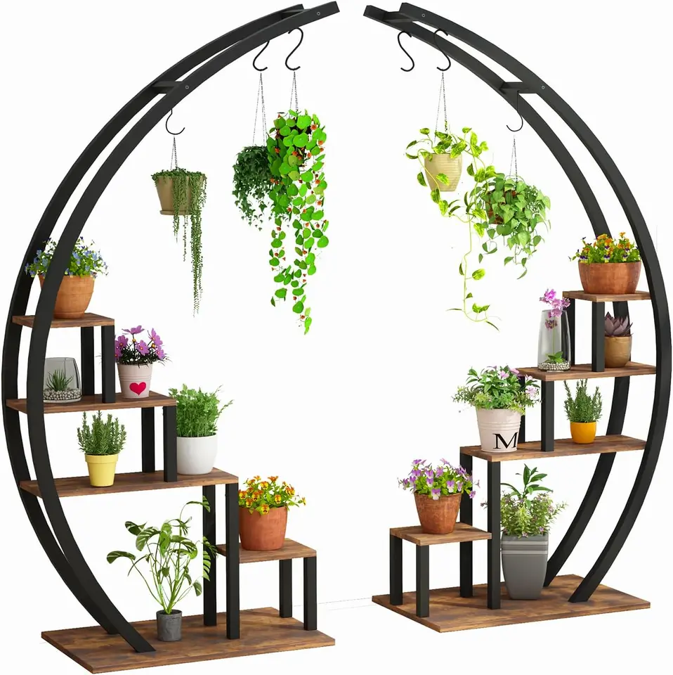 2 Piece 5 Tier Metal Plant Stand Indoor Garden Holder