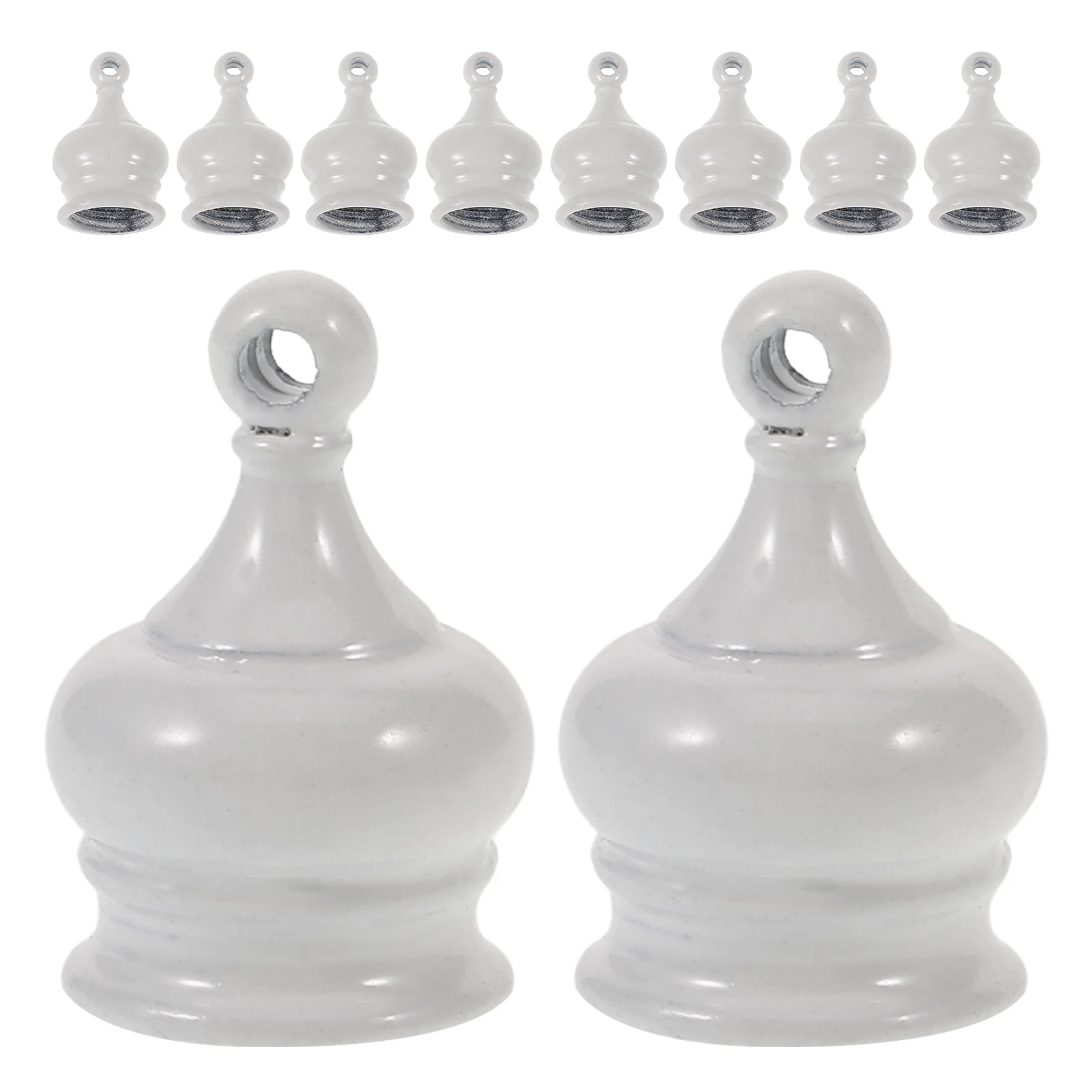 

10 Pcs Decorative Nut Finial M10x1 Zinc Alloy Dull White Table Lamp Parts Finials Lamp Shade Crown Metal Hardware