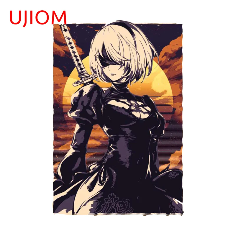 UJIOM Retro Poster Design Nier 2B Graphics Wall Sticker Popular Ingenious Personality Adhesive Decal Surfboard Skateboard Decor