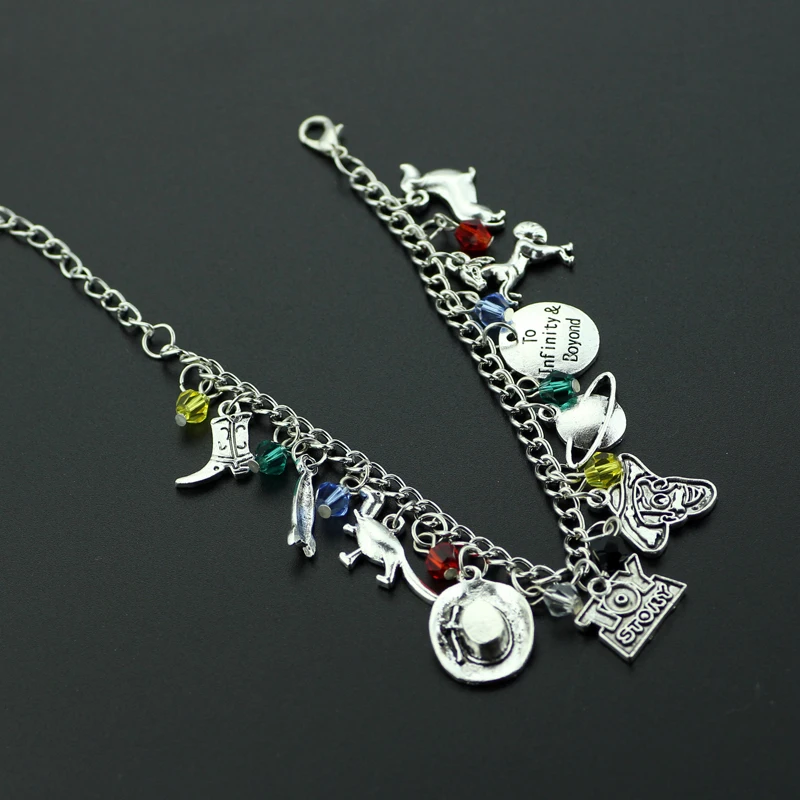 Animated Film Series Toy Story Pendant Bracelet Link Chain Cowboy Sheriff Charm Bracelet Bangle Anime Accessories