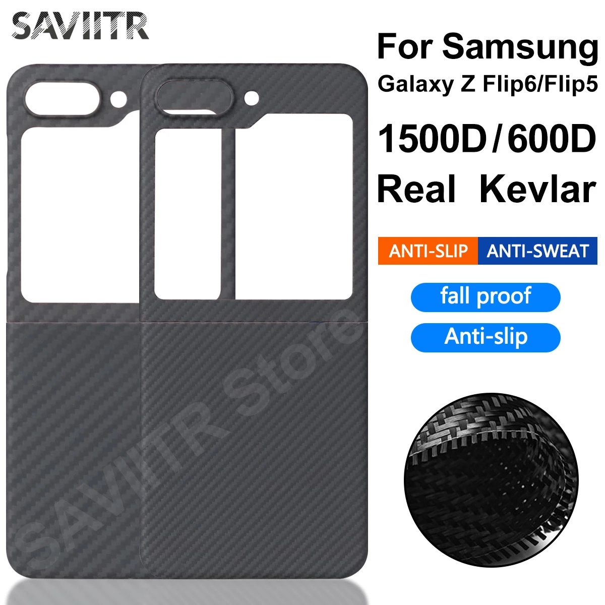 

SAVIITR Кевларовое настоящее углеродное волокно из углеродного волокна для Samsung Galaxy Z Flip 6 Flip 5 Чехол Ультратонкий чехол из арамидного волокна Z Flip5
