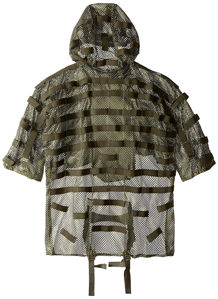 Tactical Nylon Mesh Camouflage Suit Geely Design with Detachable Hat And 3L Water Bag Pocket Foldable Main Body for Outdoor Acti