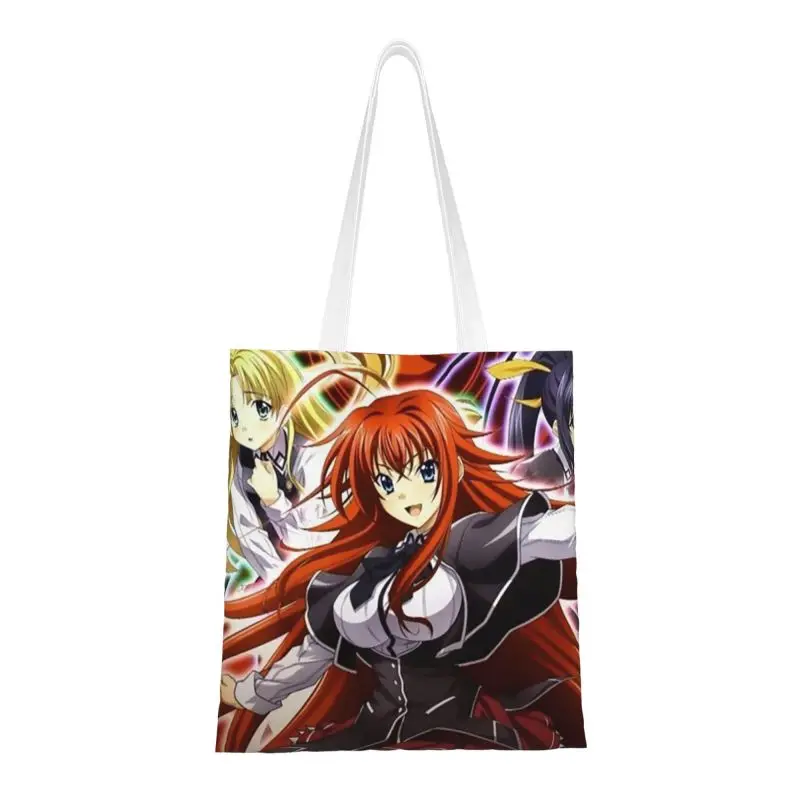 Custom High School DxD สาวเซ็กซี่ภาพเคลื่อนไหวผ้าใบผู้หญิงทนทานร้านขายของชำ Tote กระเป๋านักช้อป