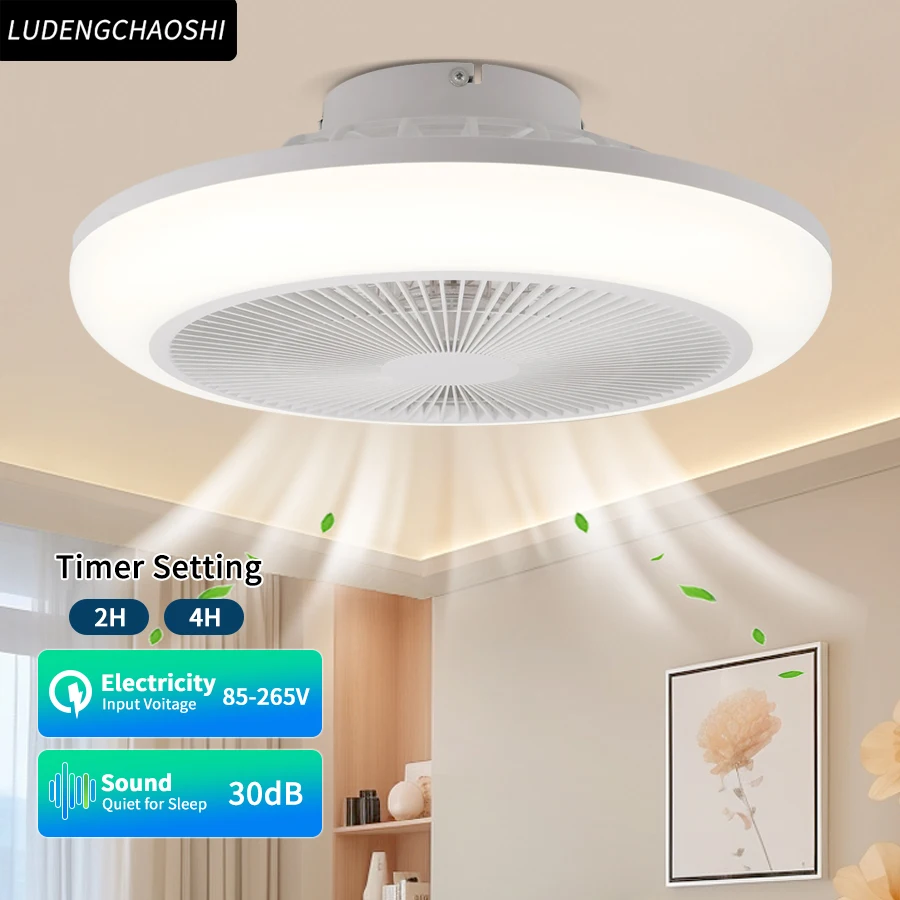 Ceiling Pendant Light, Ceiling Fan with Light, Bedroom Decorative Ventilation Light, Air Invisible Blade Expandable Silent