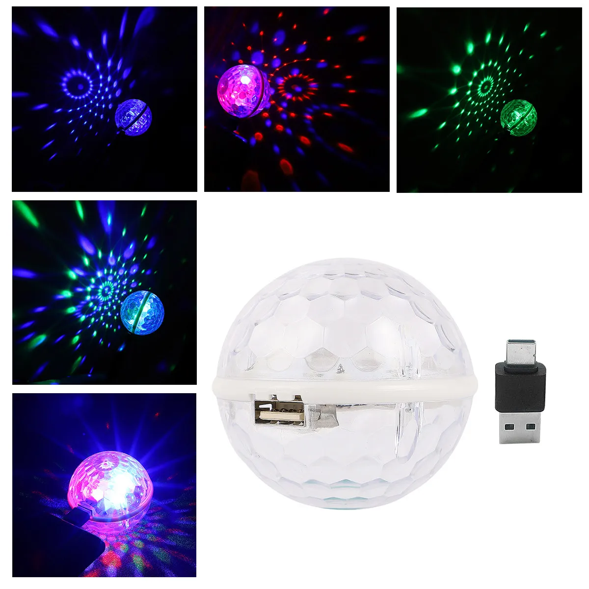 

1Pcs USB Mini Disco Ball LED Light Crystal Effect Portable Stage Light for Wedding Birthday Christmas Karaoke Colorful