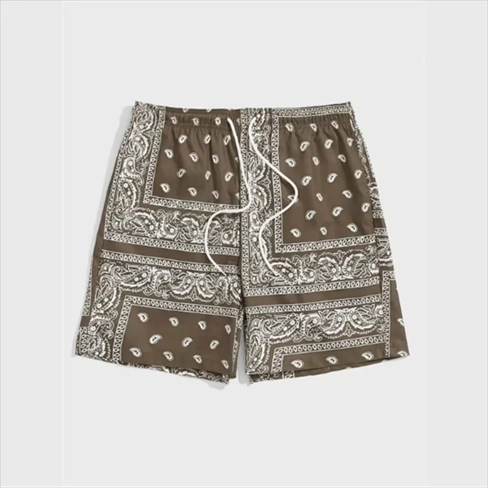 

Trend Bandana Graphic Beach Short Men Summer Fashion 3D Printed Swim Trunks Loose Casual Streetwear Hawaiian Short Pants Moto
