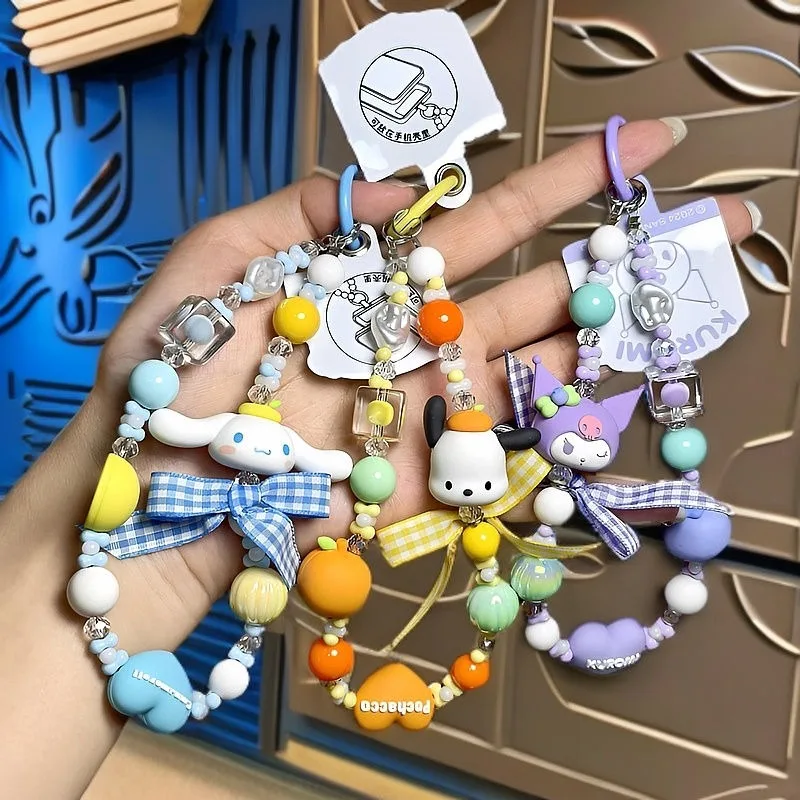 Cinnamoroll Pochacco Anime Kawaii Sanrio ห่วงโซ่โทรศัพท์มือถือน่ารักการ์ตูน Kuromi พวงกุญแจจี้กระเป๋าตกแต่งของขวัญของเล่น