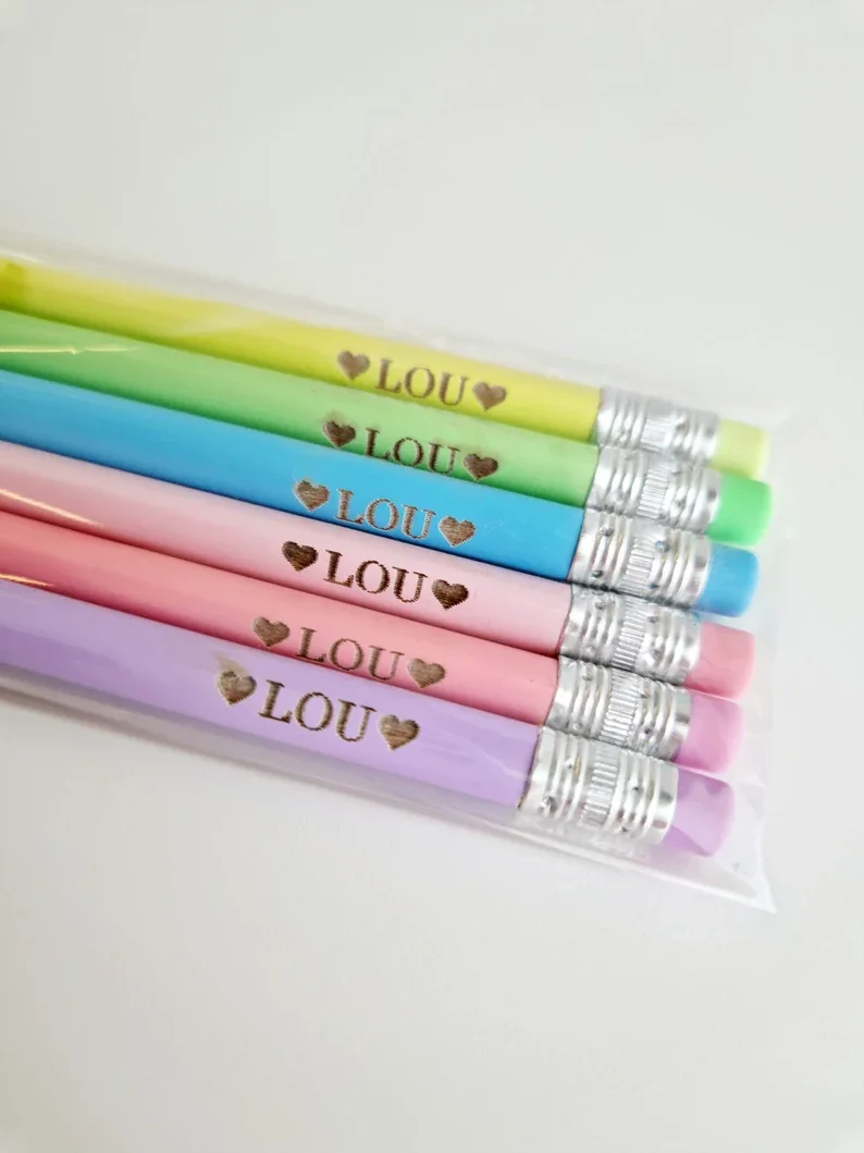 10pcs Personalised Pencils Laser Custom Engraved Pencils Birthday Gifts for Kids Back To School Decoration Stationery Supplies