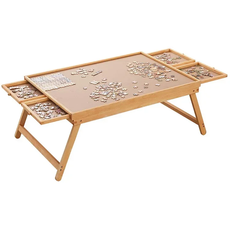 Best gift  folding puzzle table with drawers folding table for puzzles and board games 1500 puzzle table