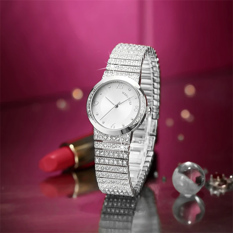 New WEELUCKS K1001 Women\'s Watch Luxury Quartz Watches Full Diamond Band 3ATM Waterproof Fashion Elegant Sports Watch for Women