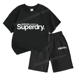 New Pattern Kids Sets T-Shirt Boys Girls Superdry 2d Printing Summer Cute Cotton Casual Suit Clothes Short Sleeve Tops