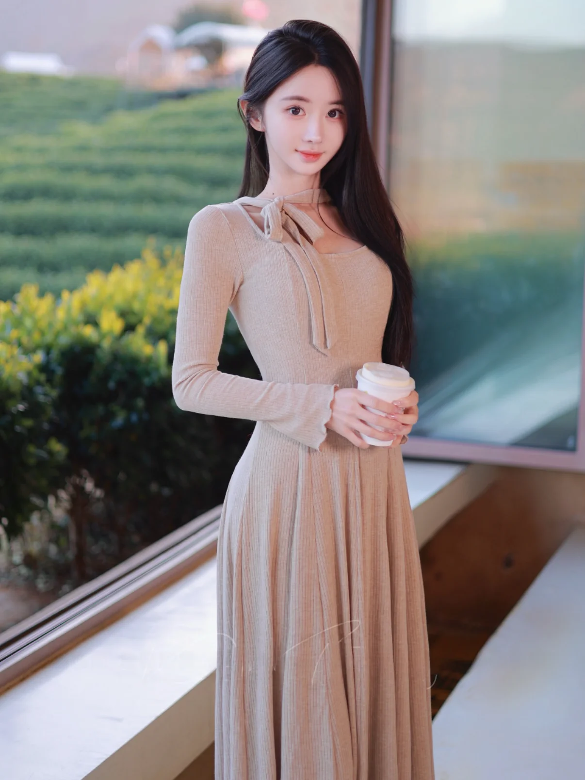 elegante-vestido-largo-estilo-ballet-para-mujer-cuello-cuadrado-cintura-ajustada-con-lazo-tejido-de-punto-atmosfera-deseable-y-delicada