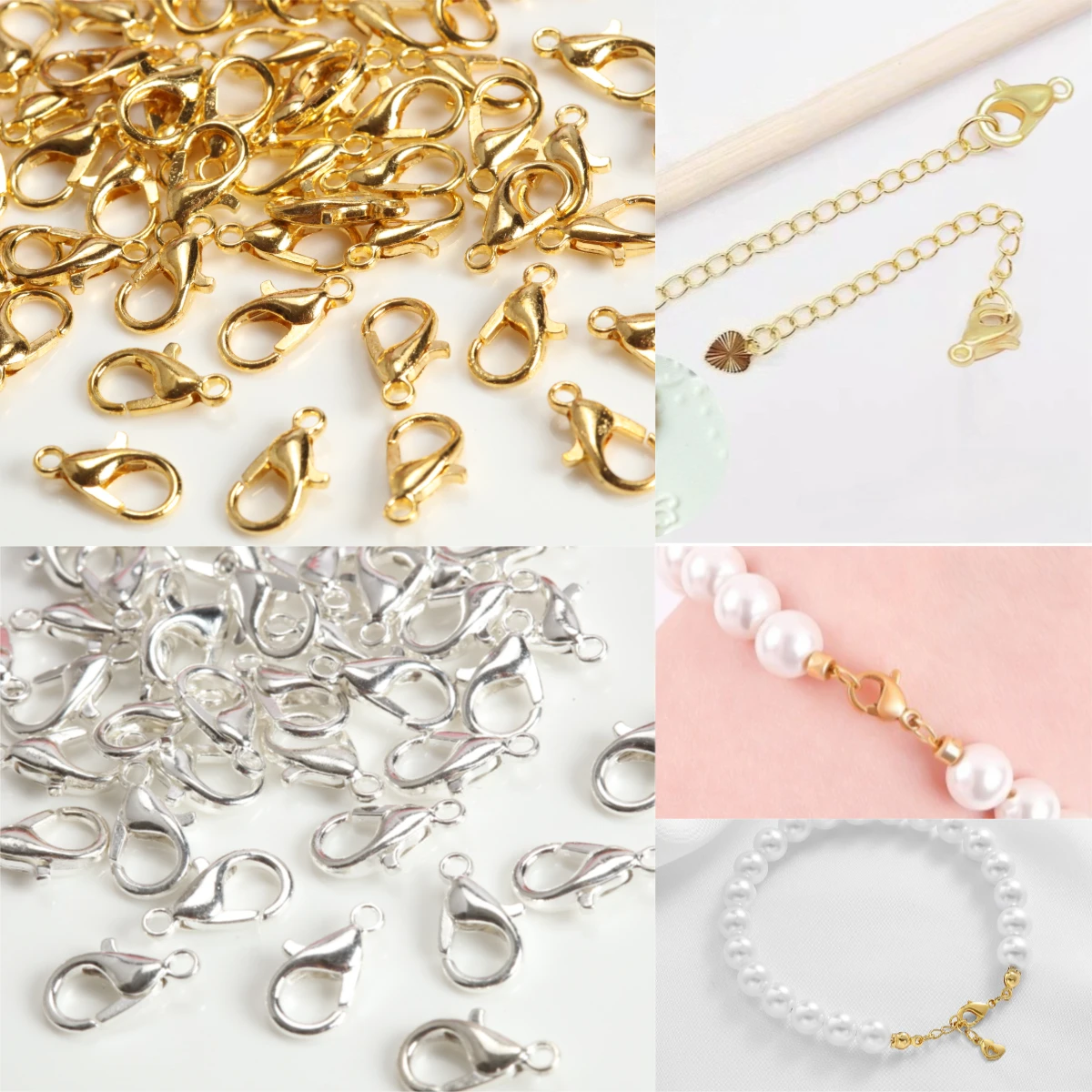 Silvery Gold Stainless Steel Lobster Clasp for DIY Necklace Bracelet Chain Jewelry Hooks Chain Closure Keychain Accessories