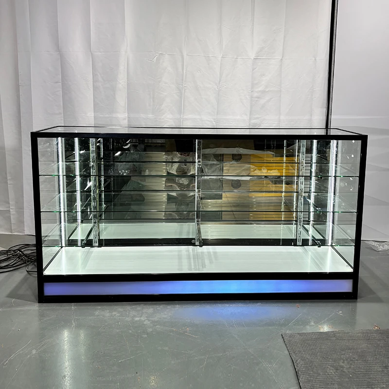 Keway Wholesale Custom Lockable Sliding Door Vitrine Perfume Display Cabinet Retail Shop Tempered Glass Display Cabinet