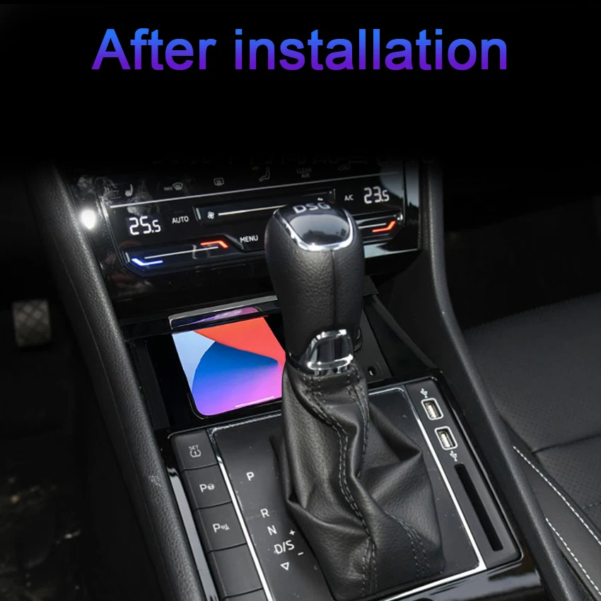 15W Car QI Wireless Charging Phone charger fast charger charging pad plate Accessories For Skoda Superb 2017-2019 2020 2021 2022