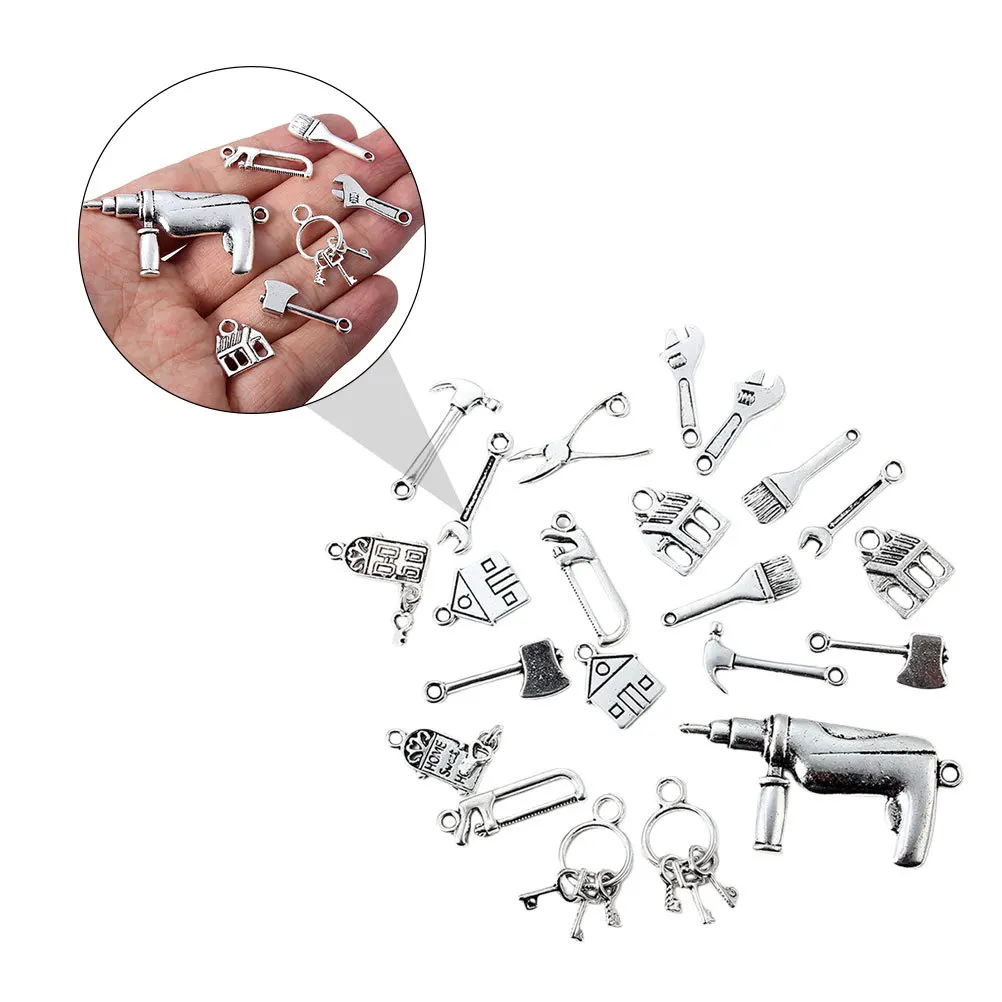 60 قطعة قلادة سبائك الفضة خمر لتقوم بها بنفسك مجموعة سحر لصنع المجوهرات الحرفية قلادة سوار المفاتيح الملحقات