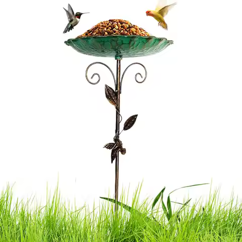 Bird Bath Bowl Patio Birdfeeder Metal Standing Birdbath Bowl Decorations Frost-proof Height Adjustable For Backyard Deck Balcony