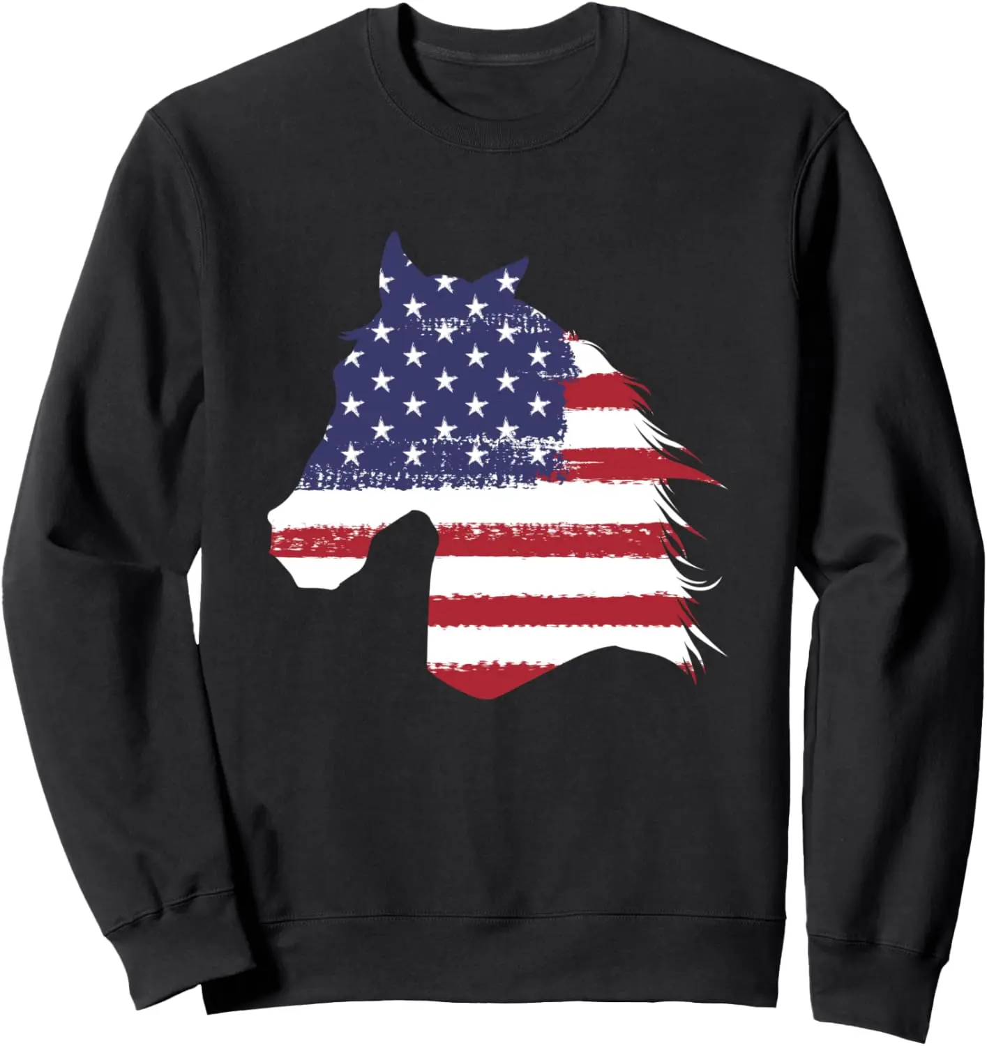 Vintage Distressed American Flag Western Horse Riding USA Sweatshirt