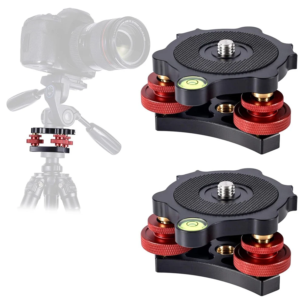 base-di-livellamento-per-treppiede-x12a-2pcs-livellatore-per-fotocamera-testa-a-3-assi-con-ruote-filettatura-da-3-8-pollici--5-°-regolazione-di-precisione