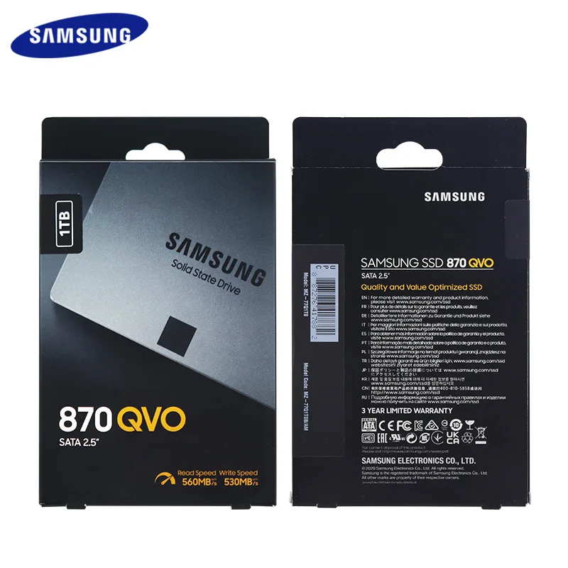 Samsung-内蔵SSD,SATA 3.0,ケルヒキャッシュ,870インチ,ラップトップおよびデスクトップ用のオリジナルのssd,テラバイトqvo,2テラバイト,4 560,バージェルc,最大Mbpsの速度