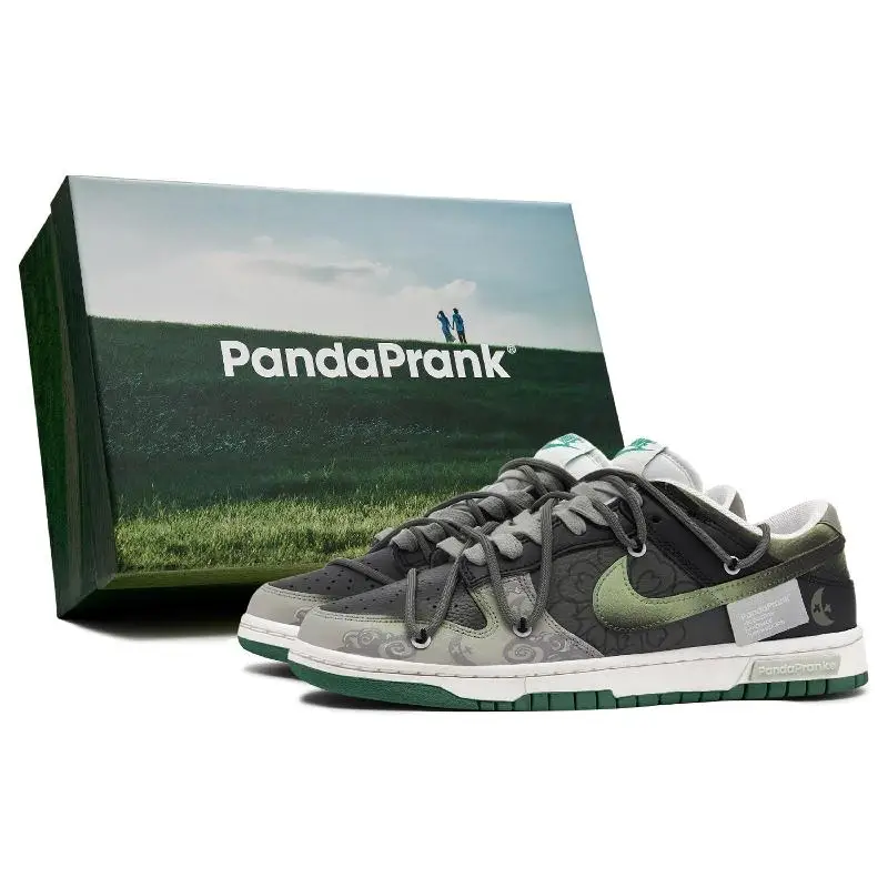 

[Custom Men's MOON S-BOX]Nike Dunk Low Low-Top Skateboard Shoes Men's Black Green