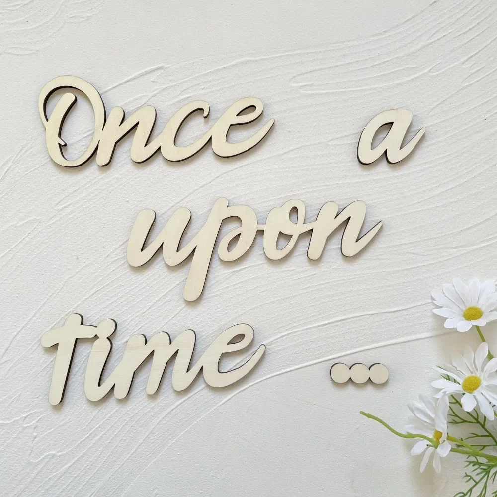 INS wooden wall stickers ONCE UPON A TIME photo props party layout decorative wall stickers