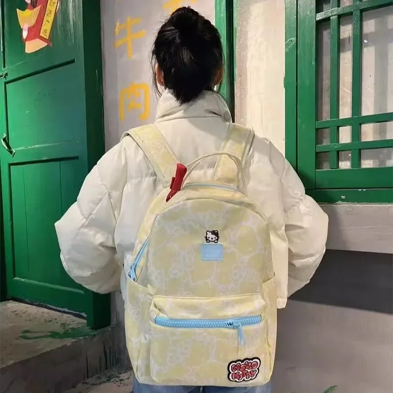 Sanrio tas sekolah Hello Kitty wanita, ransel kartun lucu Sanrio, ransel anak remaja modis kapasitas besar