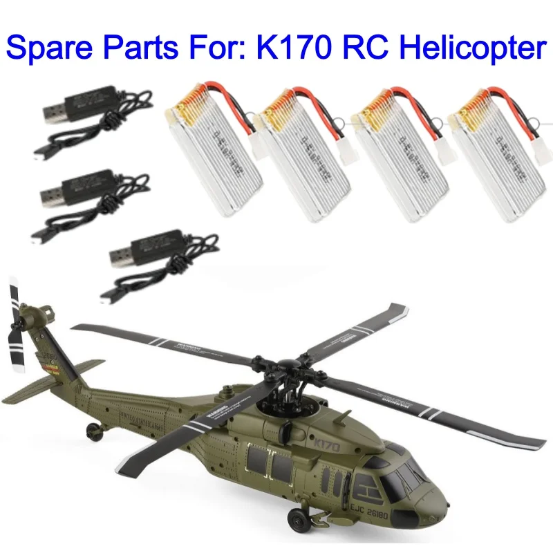 3.8V 800mAh Battery For K170 RC Helicopter Battery WL K170 Drone Accessories RC Helicopter Parts K170 Battery USB Line