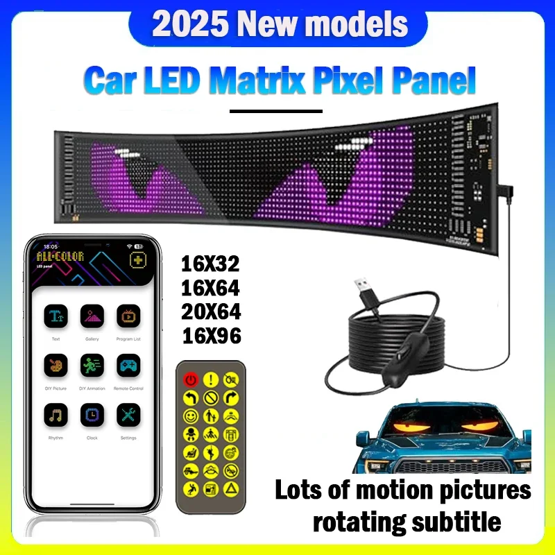 

Remote Control Truck Devil Eye LED Matrix Pixel Panel Soft Foldable Lighting Graffiti Scrolling Board Ambient Light 12V 24V