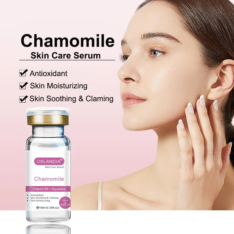 Oslandia Chamomile Vitamin B5 Squalane Skincare Soothing Facial Serum Moisturizing Antioxidant Face Essence 10mlx12 Vials/Box