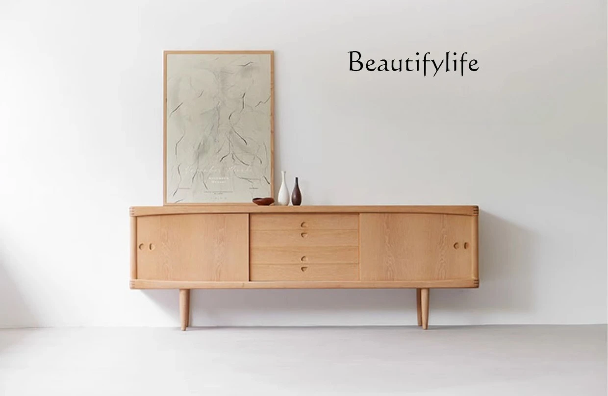 

Retro modern design TV cabinet log small apartment cherry wood custom storage drawer storage cabinet