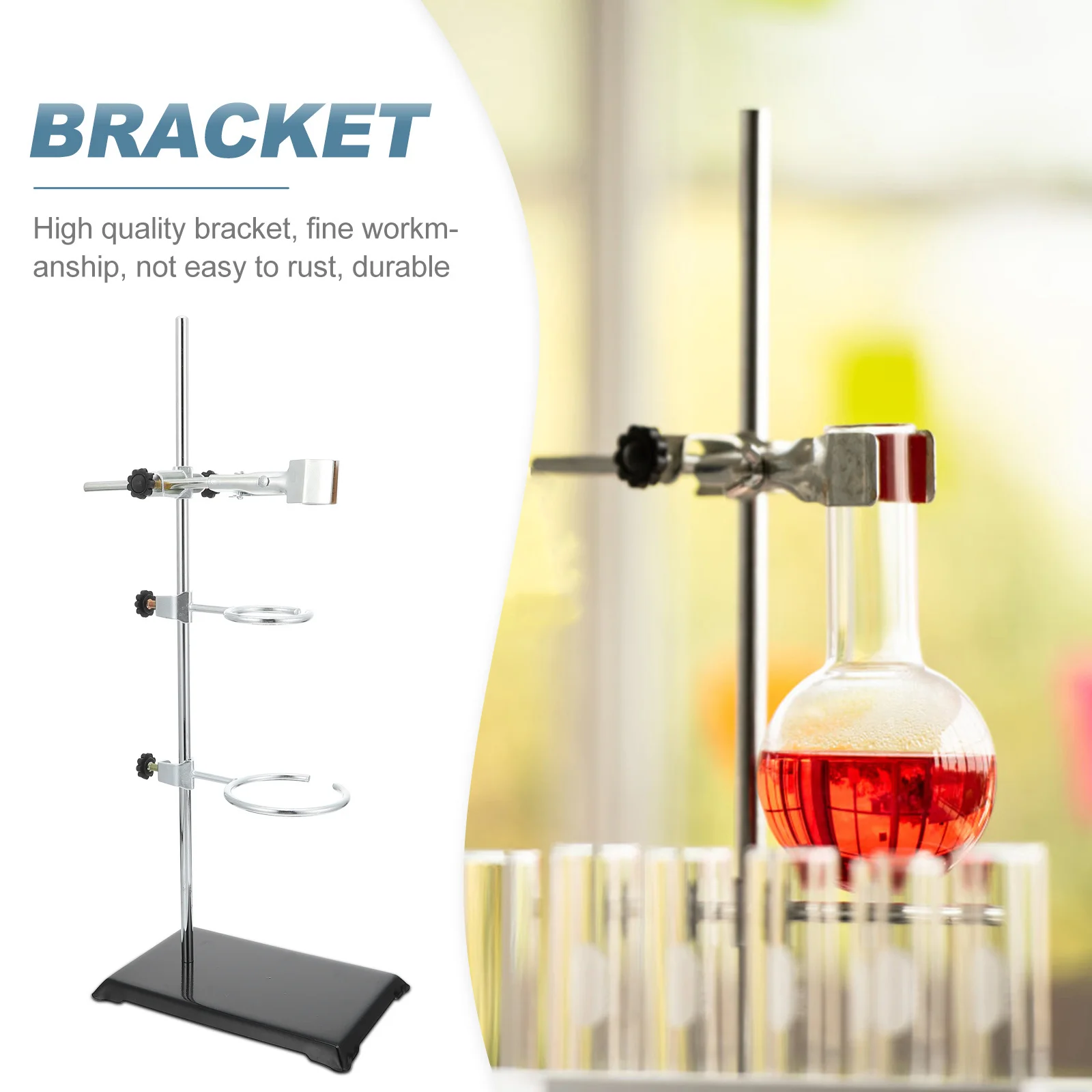 

1pc Laboratory Iron Base Retort Stand Flask Clamp Metalware Chem Equipment Kit Detachable Premium Storage Saving Strong