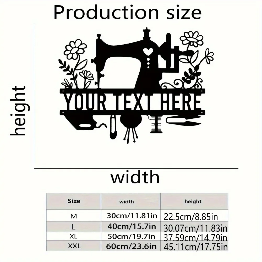 Iron Wall Hanging,Custom - Made Metal Sign with Sewing - Machine Silhouette Theme - named Ideal Wall Art for Homes Doorways Outd