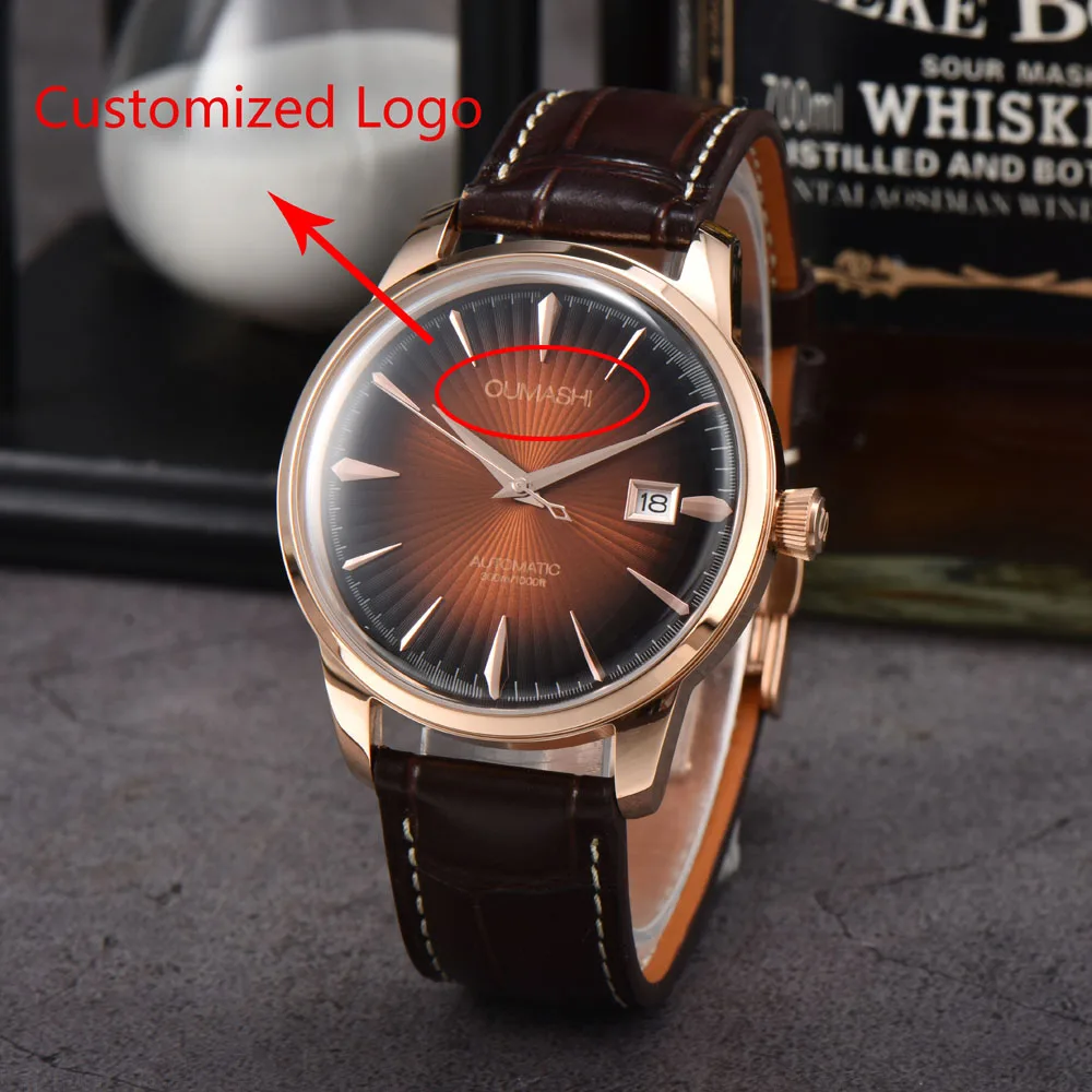 

40mm men's NH35 automatic watch cocktail radial pattern watch with Genuine Japanese NH35 automatic movement can customized logo