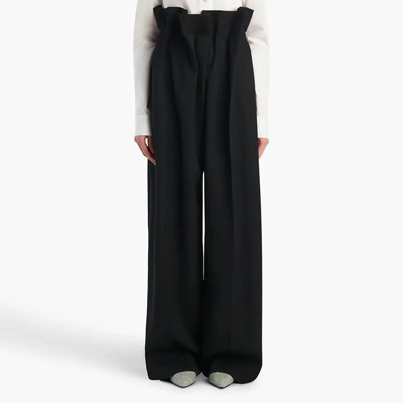 Women's Casual High-Waisted Wide-Leg Pants, High-Quality Pants, Bud-Waist Fine-Spun Wool Suit Pants, 2026, New Arrival, Y2K