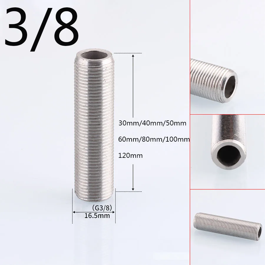 304 Stainless Steel External Thread Round Pipe 1/4 3/8 1/2 3/4 1\