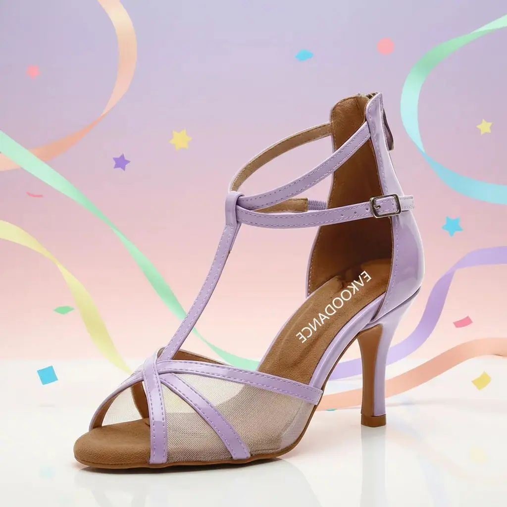 

Танцевальные туфли для женщин, 10 см, фиолетовые, из искусственной кожи, для латины и сальсы, сексуальные туфли для бальных танцев, кроссовки для девочек, для вечеринок и танцев